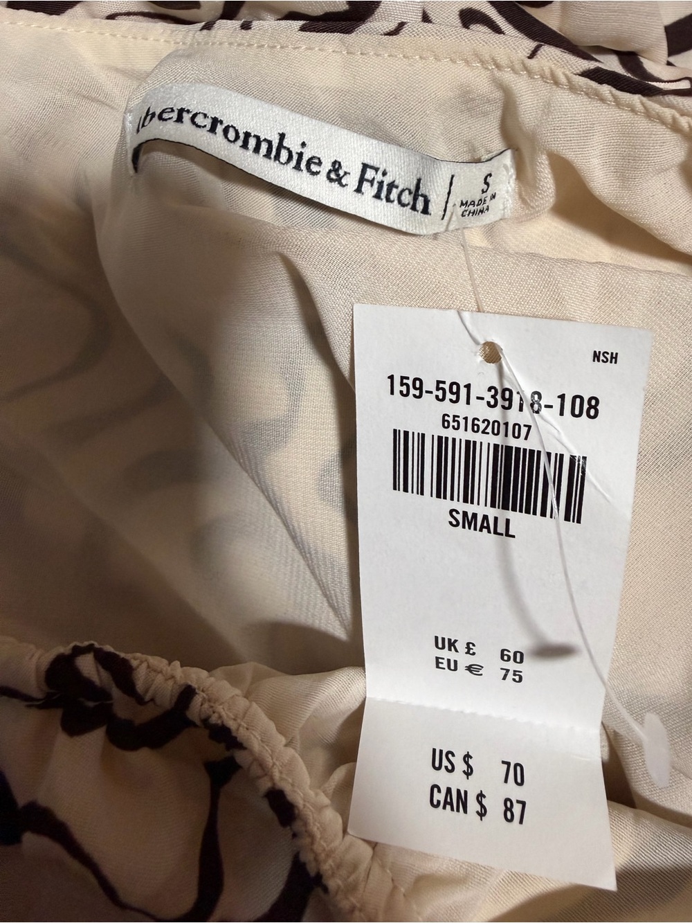 Abercrombie and fitch halter swirl print mini dress brown cream size small - Picture 5 of 5
